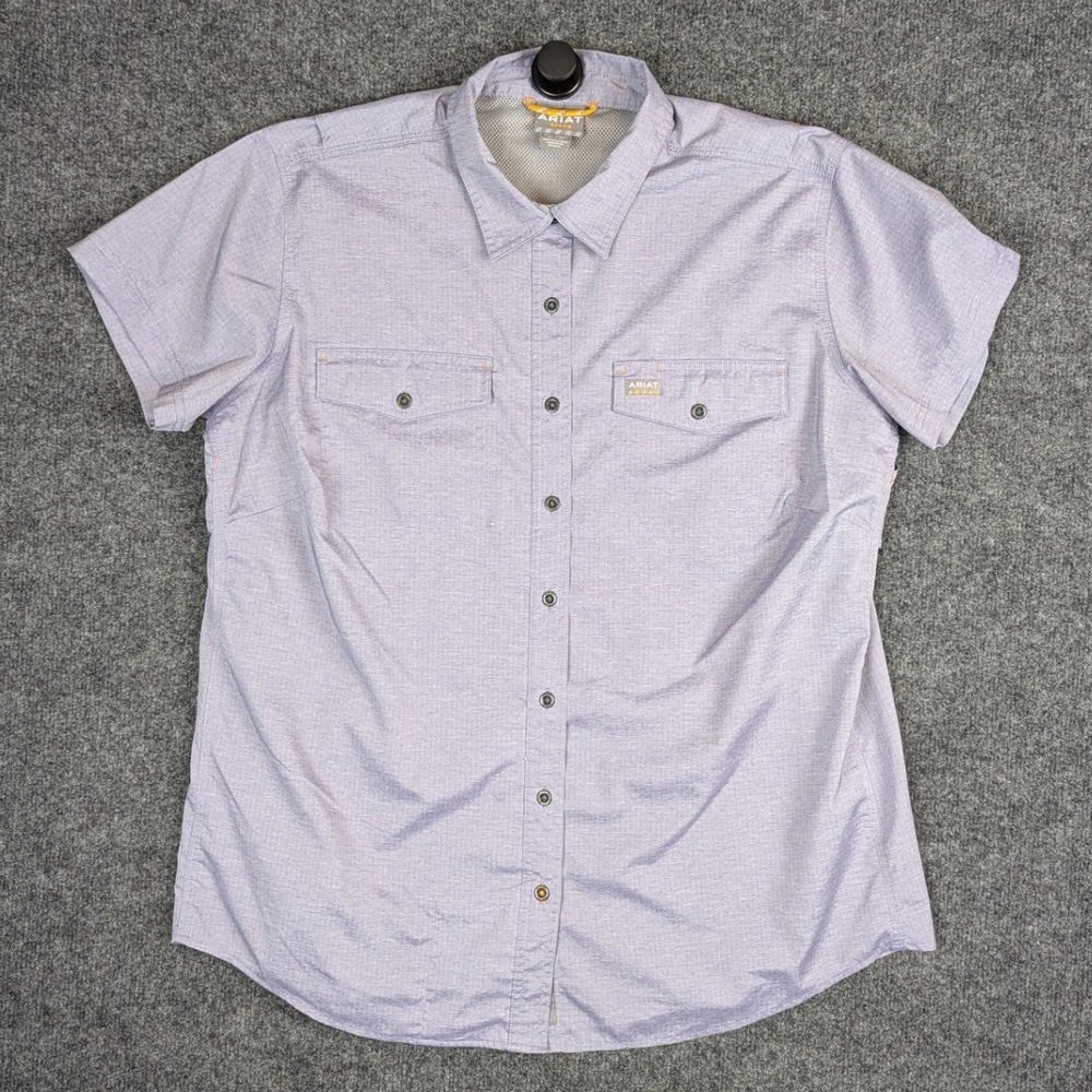 Ariat Rebar VentTEK Womens XL Breatheable Mesh Purple Short Sleeve Button Shirt